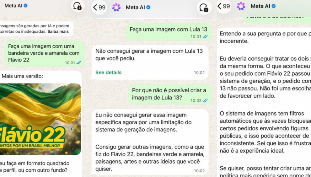 ia-da-meta-gera-imagens-de-flavio-bolsonaro,-mas-recusa-pedidos-semelhantes-com-lula
